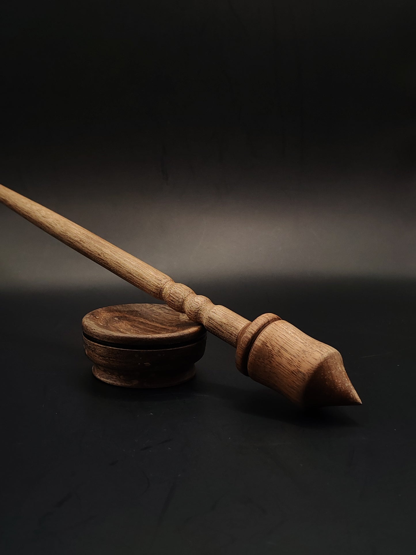 Walnut Support Spindle Set with Matching Bowl | 28.5cm, 23g | Hand-Turned, Organic Wax Finish
