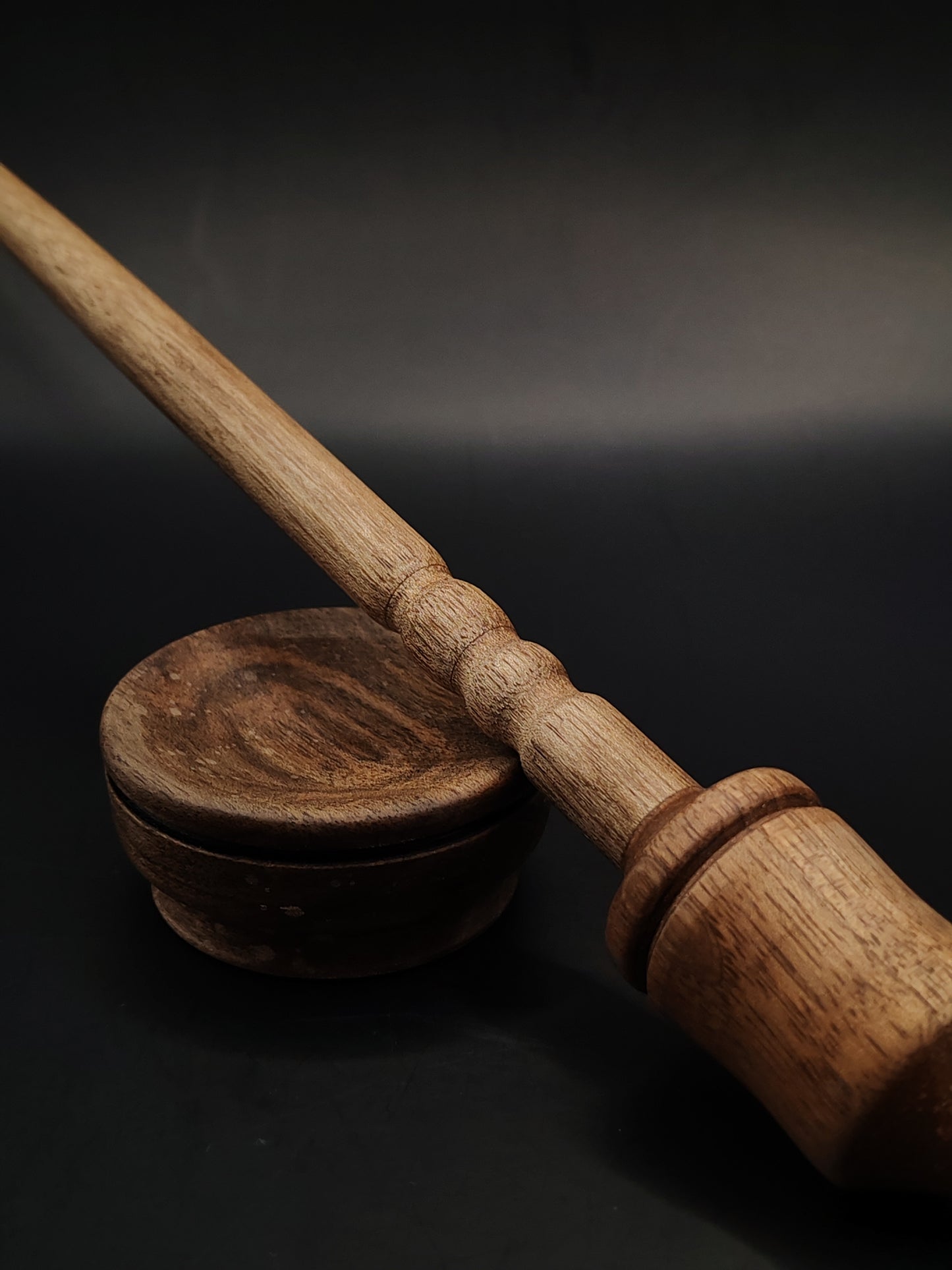Walnut Support Spindle Set with Matching Bowl | 28.5cm, 23g | Hand-Turned, Organic Wax Finish