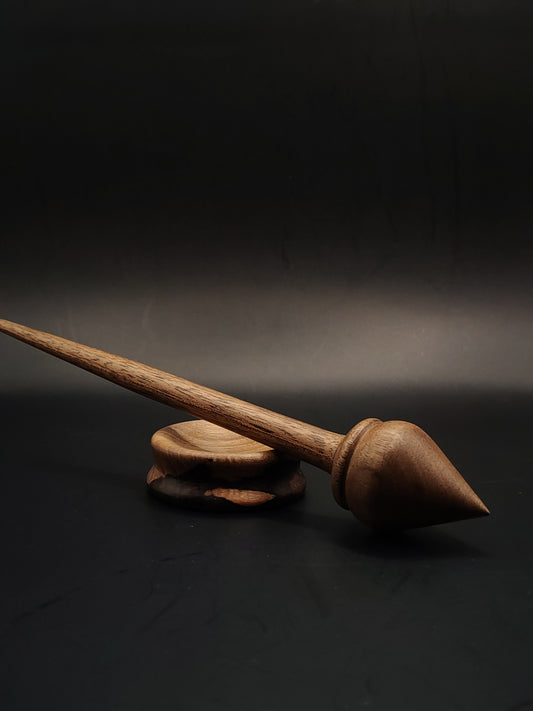 30g Walnut Support Spindle with Matching Bowl | 25.5cm Handcrafted Spinning Set | Organic Wax Finish