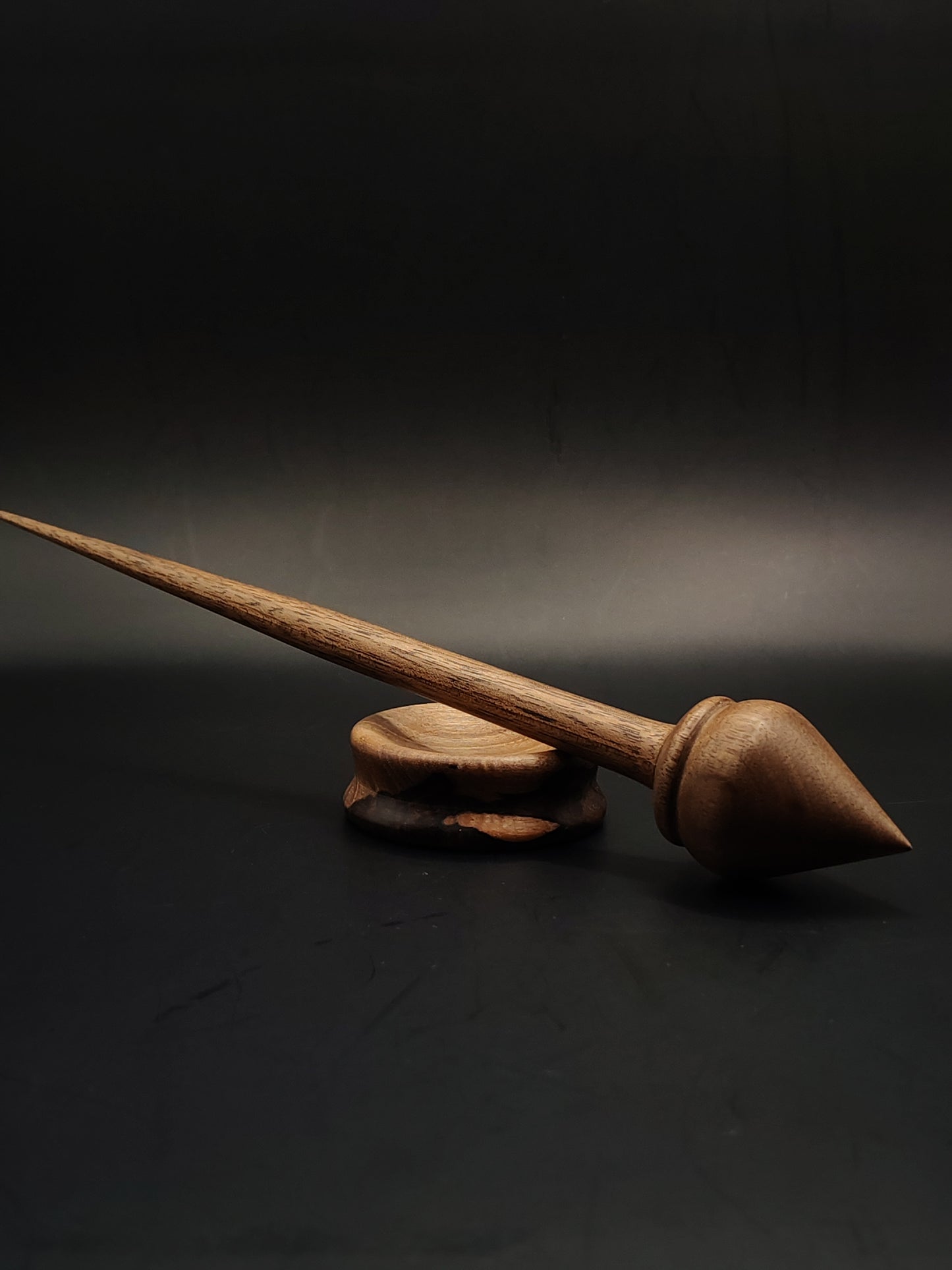 30g Walnut Support Spindle with Matching Bowl | 25.5cm Handcrafted Spinning Set | Organic Wax Finish