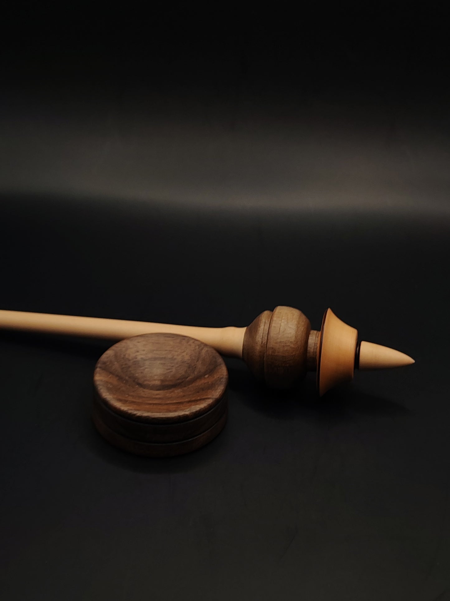 Walnut & Pear Wood Support Spindle | 27.5cm, 25g | Handcrafted Spinning Tool