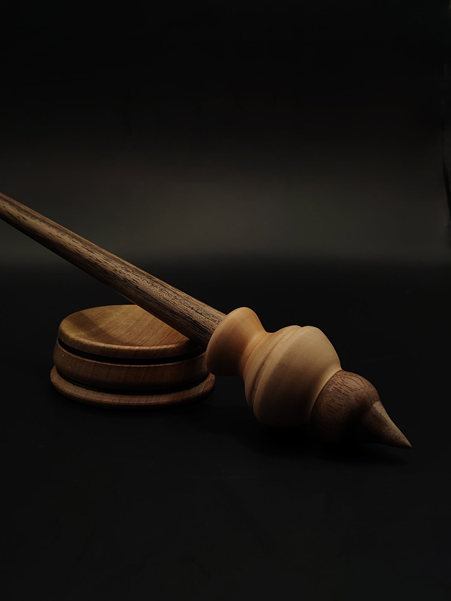 Walnut & Apple Support Spindle Set with Bowl | 27cm, 25g | Handcrafted Spinning Tool