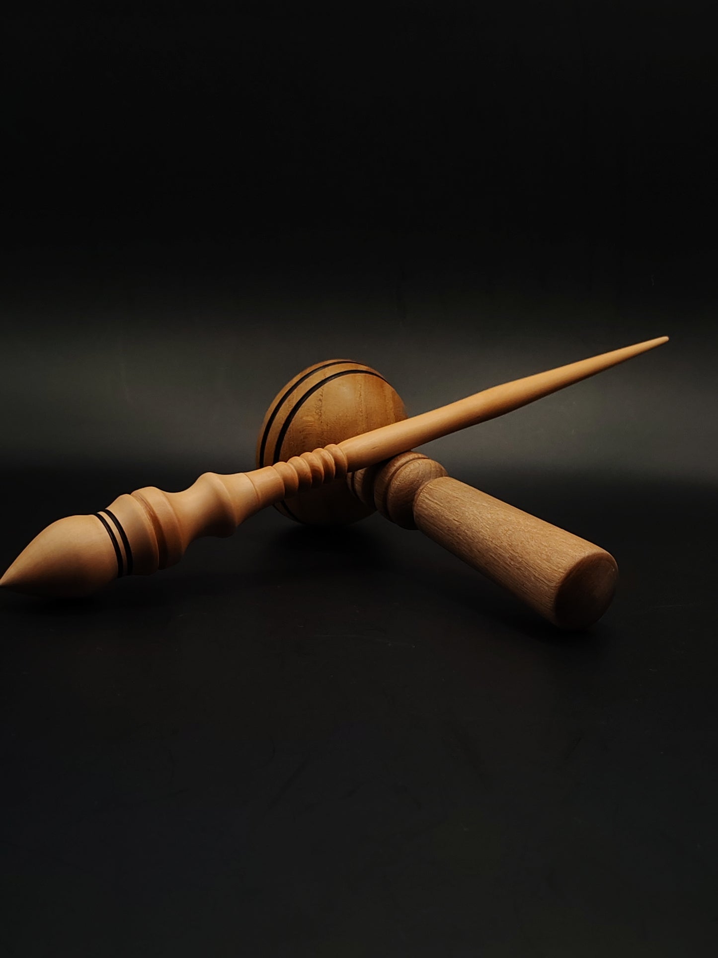 Support Spindle Set: Pear Wood (26 cm / 10.24 in, 24 g / 0.85 oz) with Mulberry & Walnut Lap Support Bowl