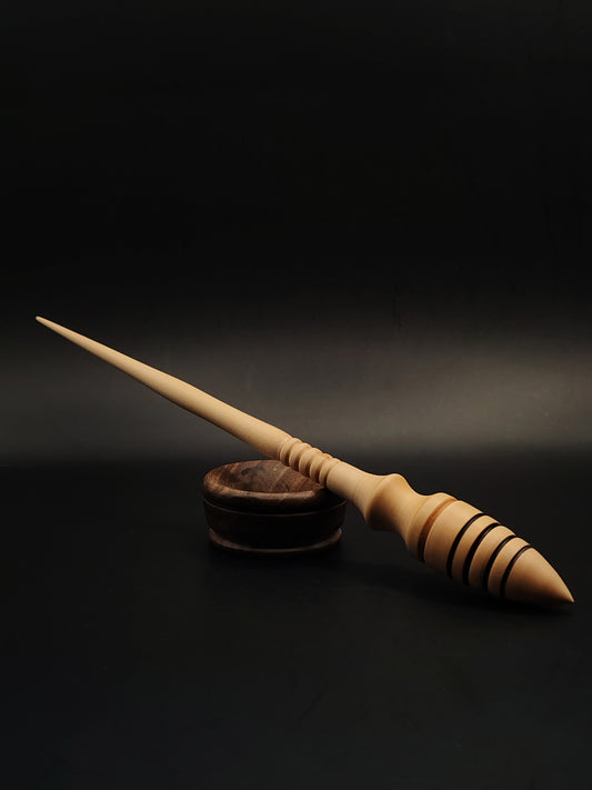 Artisan Support Spindle for Yarn Spinning – 21g / 0.74oz – 26cm / 10.2in | Set with Walnut Support Bowl