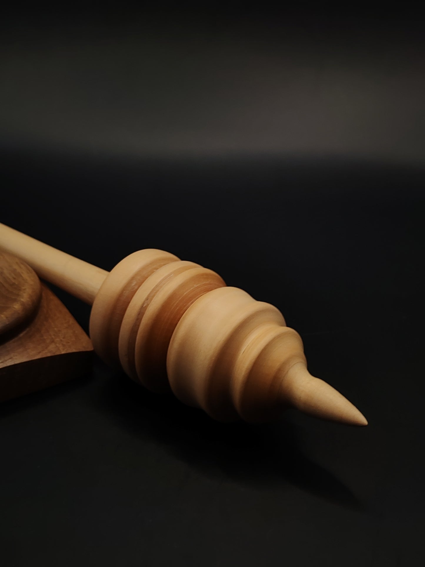 Pear Support Spindle for Plying & Art Yarn – 38g / 1.34oz – 30cm / 11.8in | Set with Walnut Support Bowl