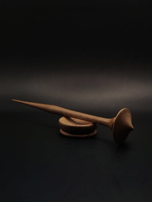 Support Spindle for Yarn Spinning – Walnut Wood (13 g, 20.5 cm) with Walnut Support Bowl | Lightweight Artisan Set by Kravelli