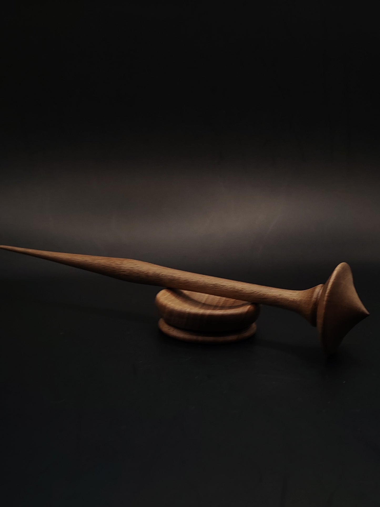 Support Spindle for Yarn Spinning – Walnut Wood (13 g, 20.5 cm) with Walnut Support Bowl | Lightweight Artisan Set by Kravelli