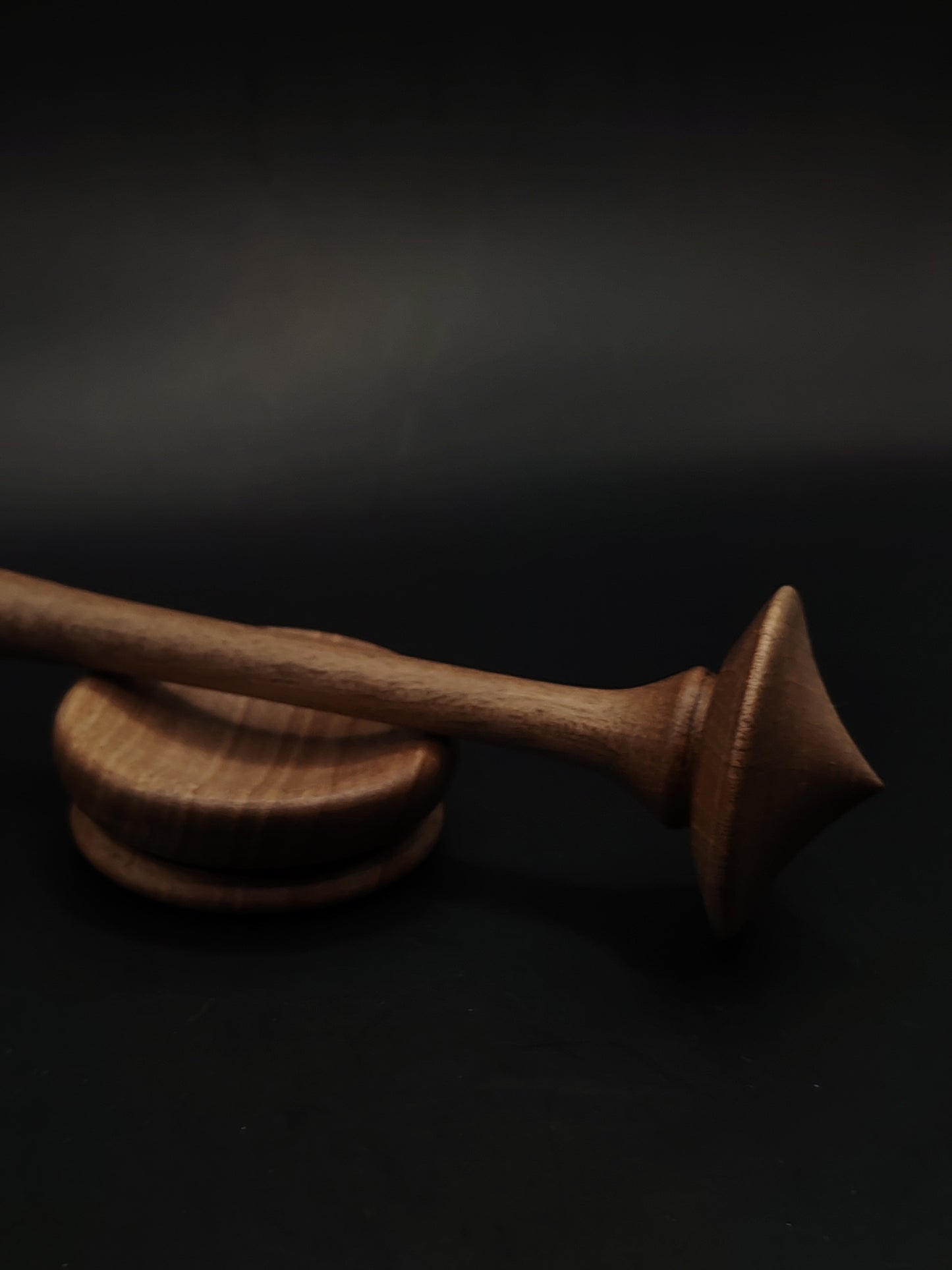 Support Spindle for Yarn Spinning – Walnut Wood (13 g, 20.5 cm) with Walnut Support Bowl | Lightweight Artisan Set by Kravelli