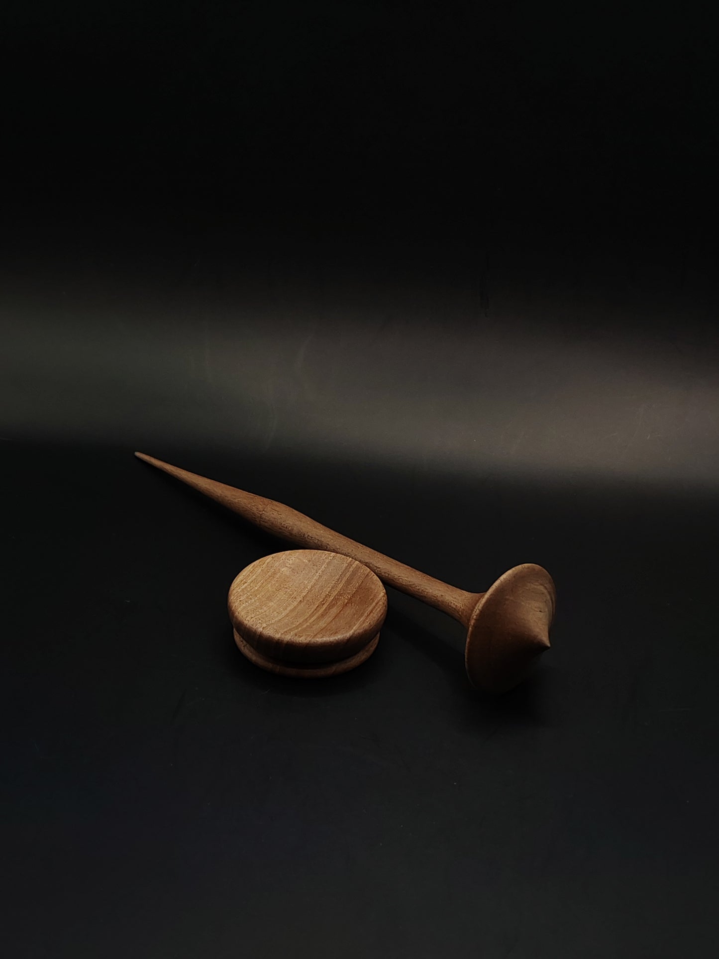 Support Spindle for Yarn Spinning – Walnut Wood (13 g, 20.5 cm) with Walnut Support Bowl | Lightweight Artisan Set by Kravelli