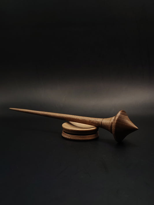 Support Spindle for Yarn Spinning – 20.5 cm (20 g) Walnut Wood Set with Grey Walnut Bowl | Compact Handcrafted Tool by Kravelli