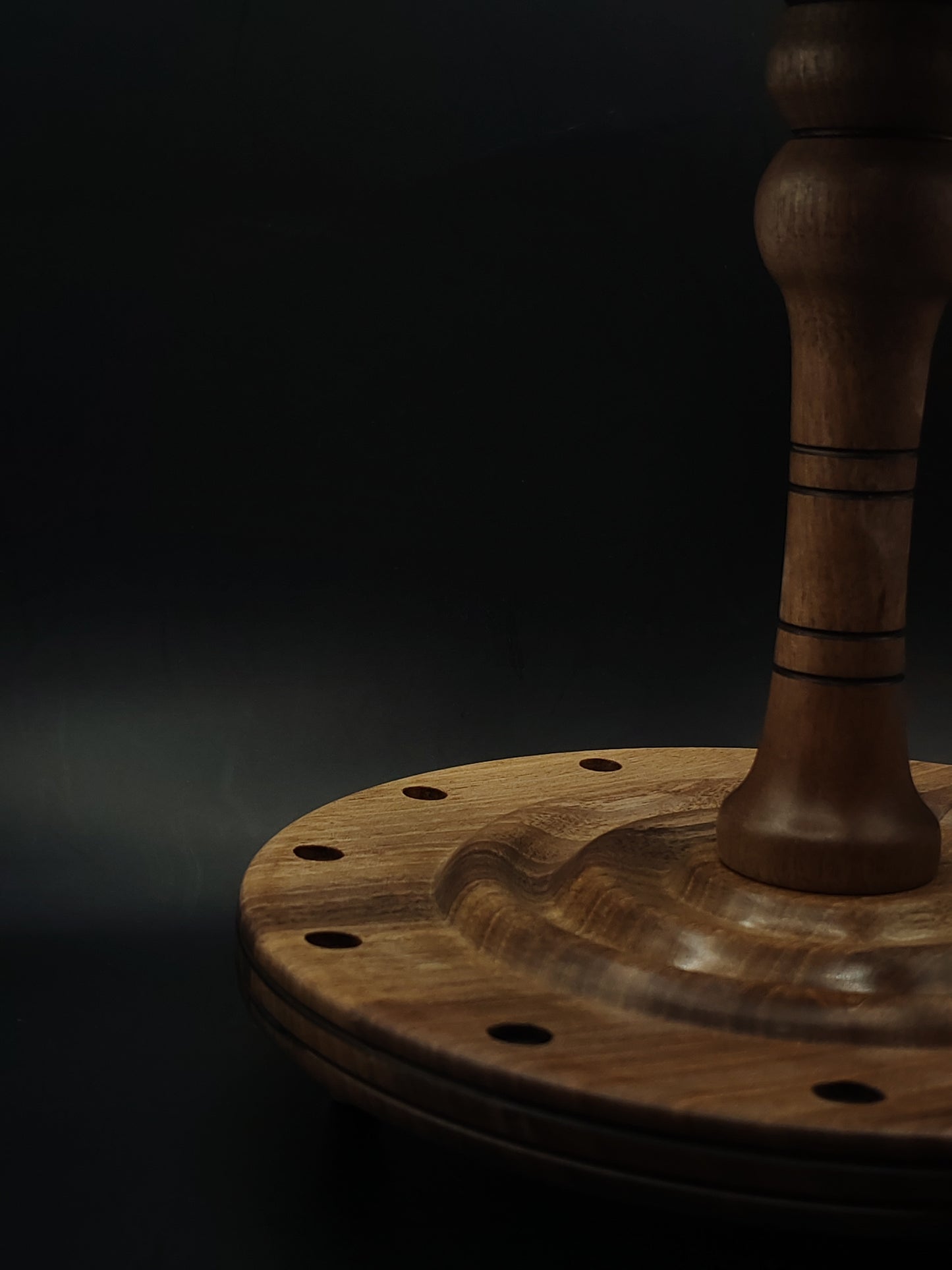 Spindle Stand for 12 Drop & Support Spindles – Solid Walnut Wood | 17 cm Height | Handcrafted Organizer by Kravelli