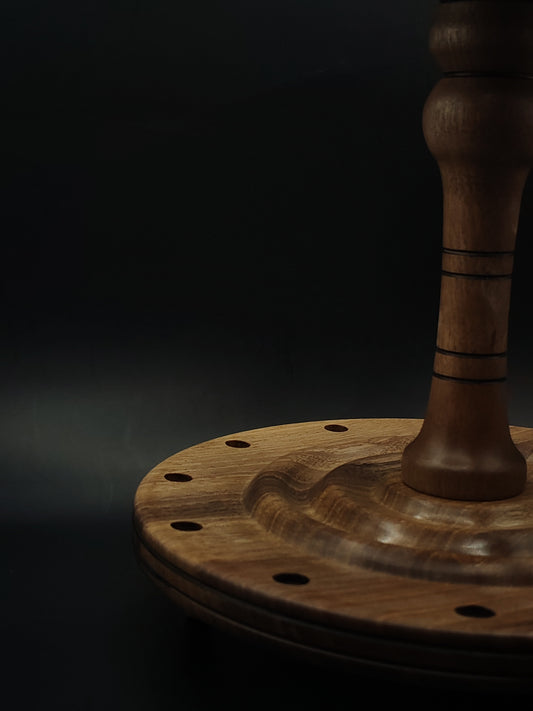 Spindle Stand for 12 Drop & Support Spindles – Solid Walnut Wood | 17 cm Height | Handcrafted Organizer by Kravelli