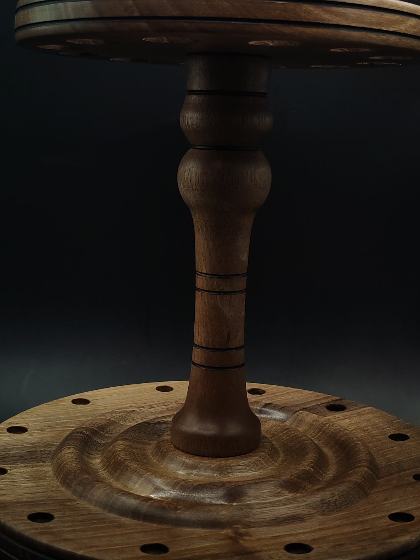 Spindle Stand for 12 Drop & Support Spindles – Solid Walnut Wood | 17 cm Height | Handcrafted Organizer by Kravelli