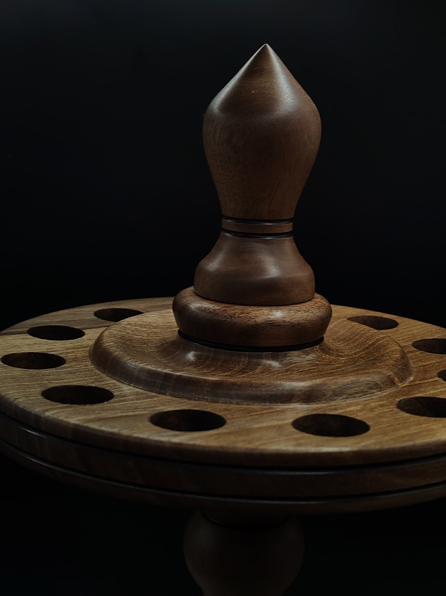 Spindle Stand for 12 Drop & Support Spindles – Solid Walnut Wood | 17 cm Height | Handcrafted Organizer by Kravelli