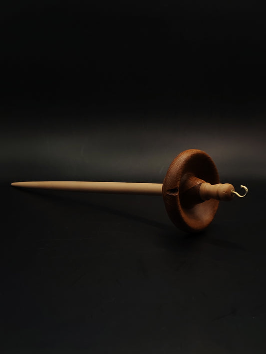 Drop Spindle for Yarn Spinning – Apple Shaft & Beech Whorl | 28 cm (42 g) | Handcrafted Top Whorl Spindle by Kravelli