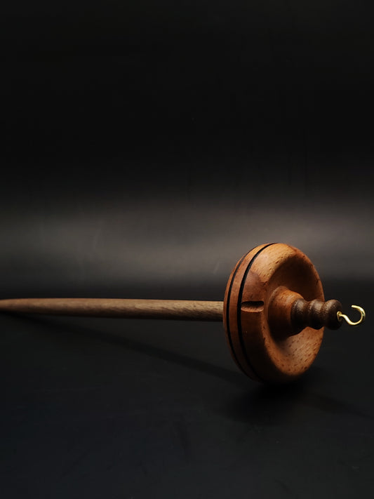 Drop Spindle for Yarn Spinning – Walnut Shaft & Beech Whorl | 27 cm (47 g) | Handcrafted Spinning Tool by Kravelli