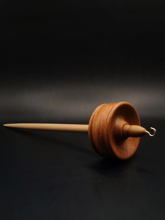Drop Spindle for Yarn Spinning – Pear Shaft & Beech Whorl | 27 cm (54 g) | Handcrafted Top Whorl Spindle by Kravelli