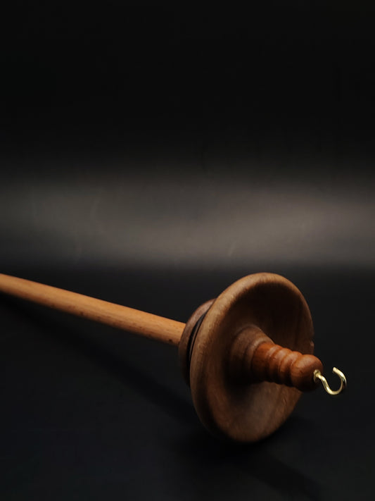 Drop Spindle for Yarn Spinning – Beech Shaft & Walnut Whorl | 27 cm (45 g) | Handcrafted Top Whorl Spindle by Kravelli