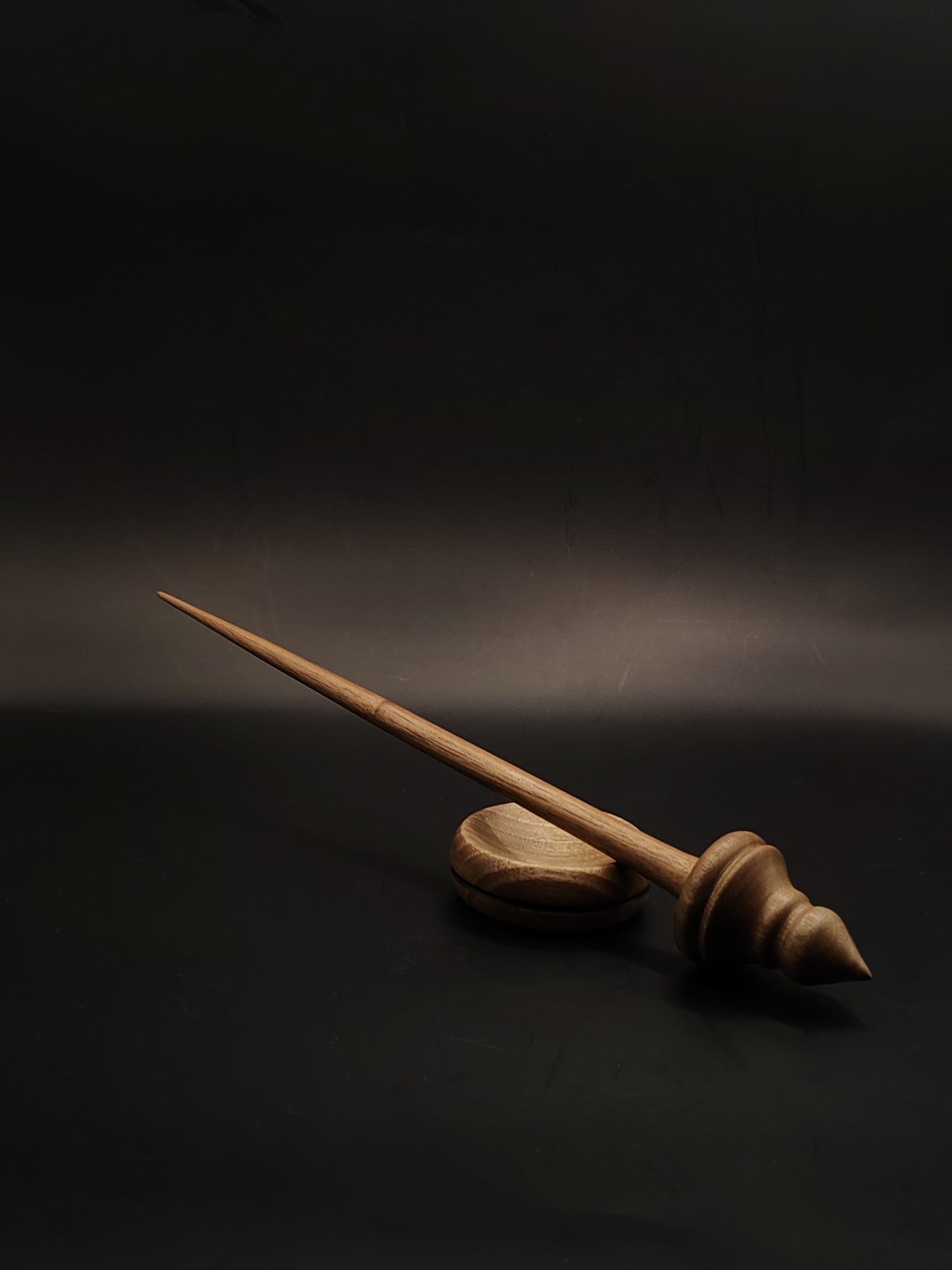 Support Spindle for Yarn Spinning – Walnut Wood Set with Bowl | 27.5 cm (24 g) | Handcrafted by Kravelli