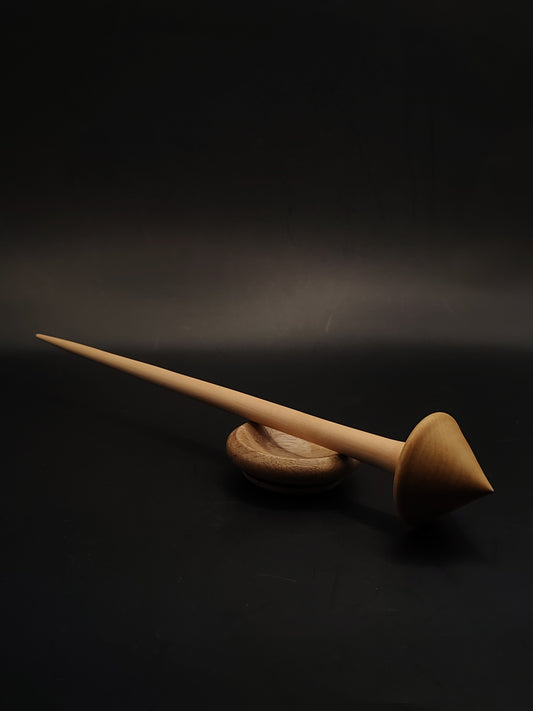 Support Spindle for Yarn Spinning – Apple Shaft & Mulberry Whorl | 26 cm (24 g) | Set with Walnut Bowl | Handcrafted by Kravelli