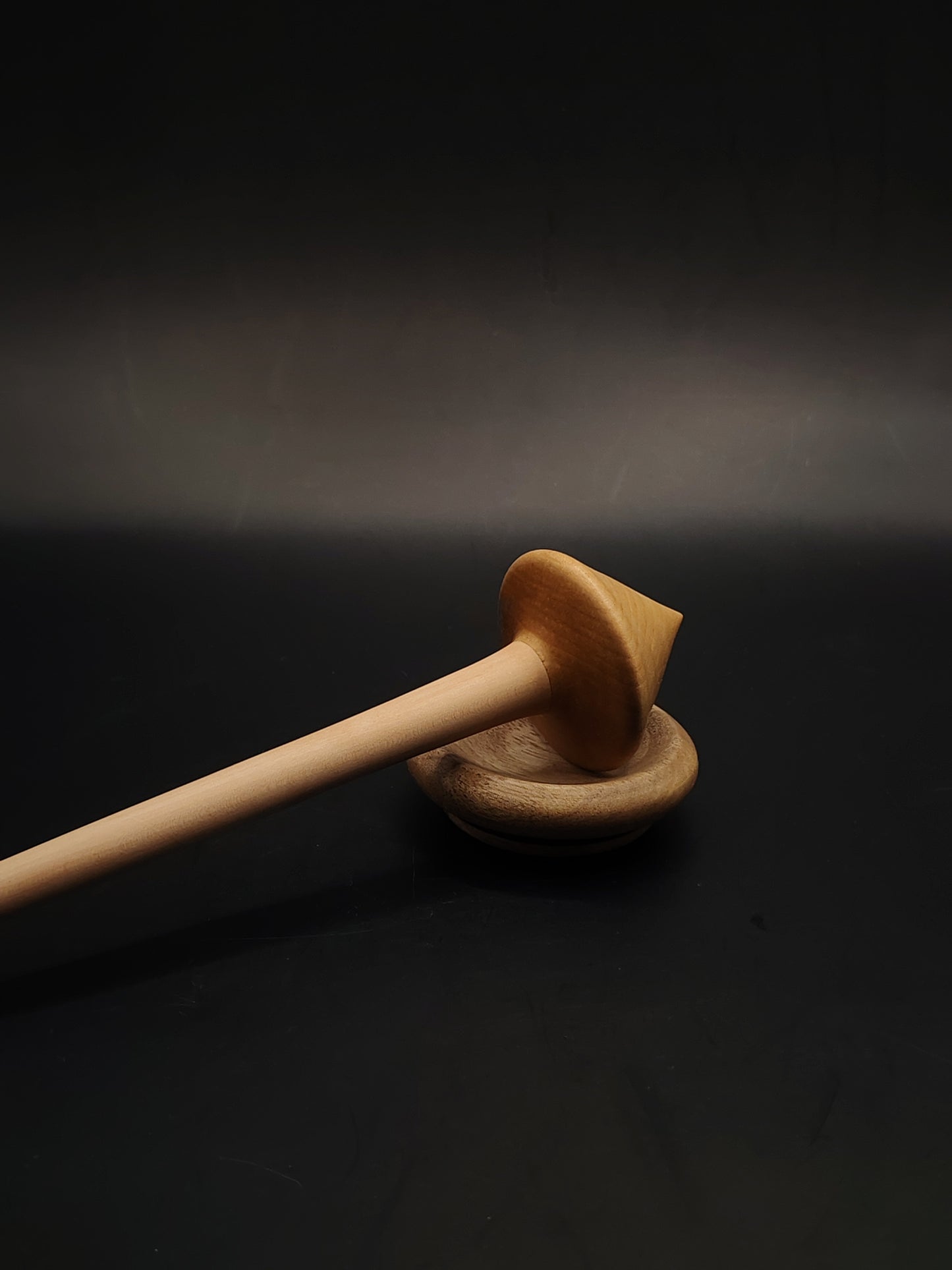 Support Spindle for Yarn Spinning – Apple Shaft & Mulberry Whorl | 26 cm (24 g) | Set with Walnut Bowl | Handcrafted by Kravelli