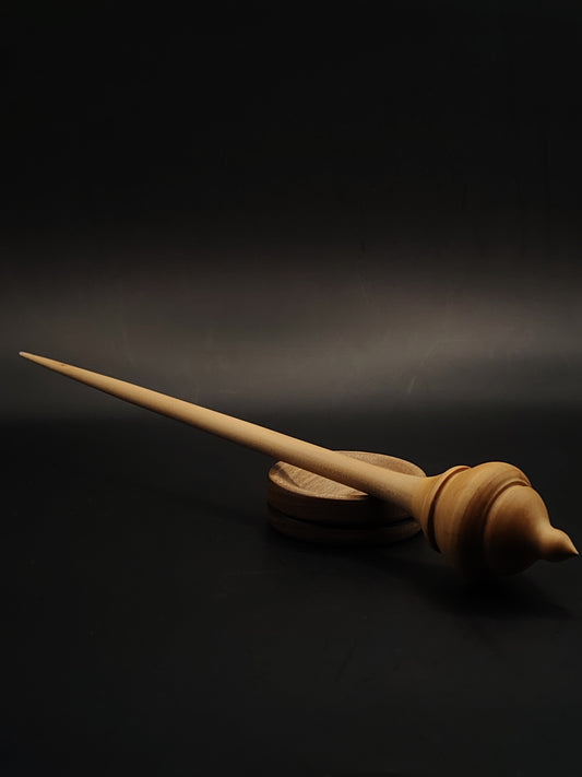 Support Spindle – Apple Shaft & Pear Whorl (27.5 cm / 10.8″, 25 g / 0.88 oz) + Walnut Spinning Bowl | Artisan Handmade by Kravelli