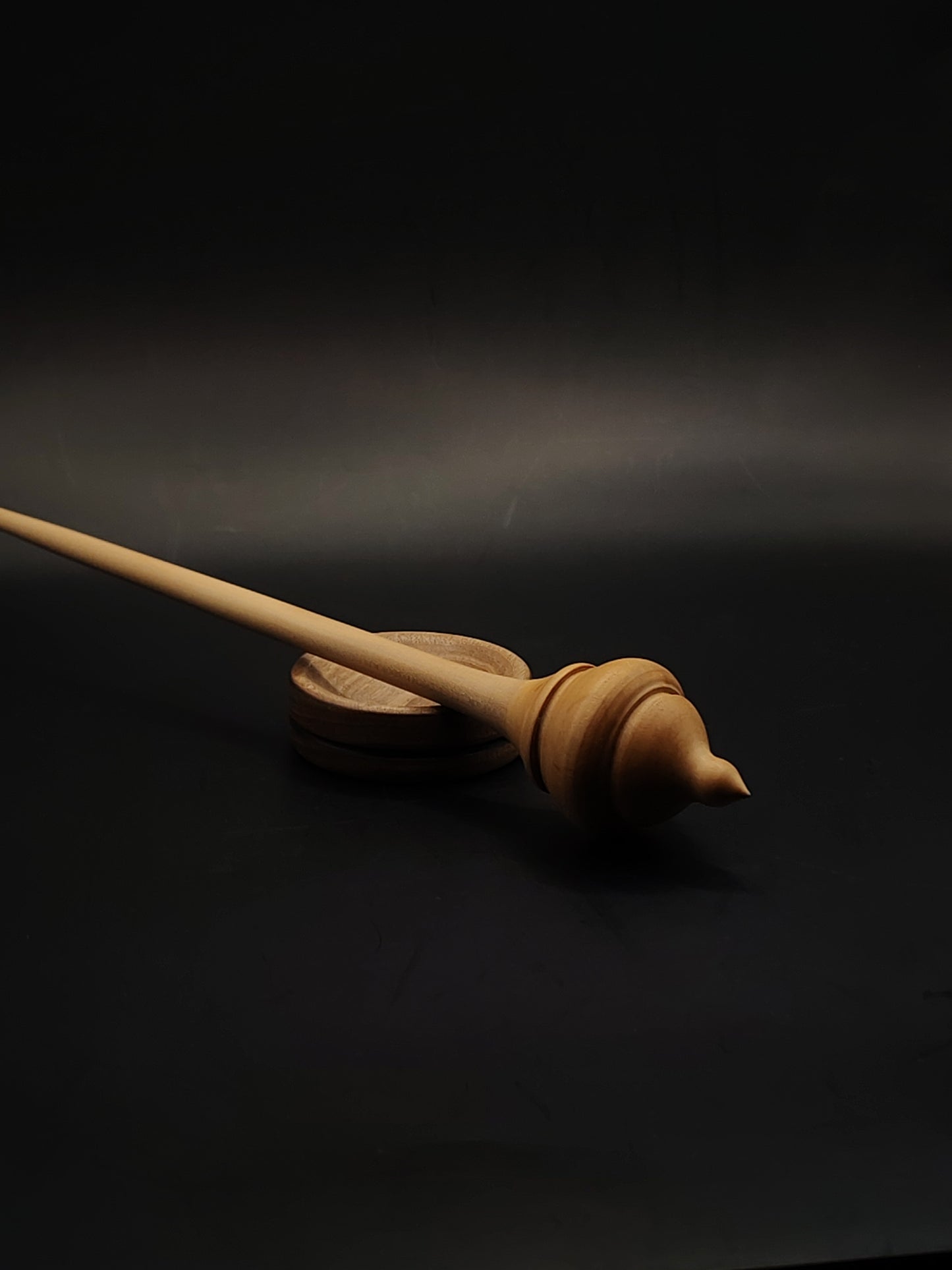 Support Spindle – Apple Shaft & Pear Whorl (27.5 cm / 10.8″, 25 g / 0.88 oz) + Walnut Spinning Bowl | Artisan Handmade by Kravelli
