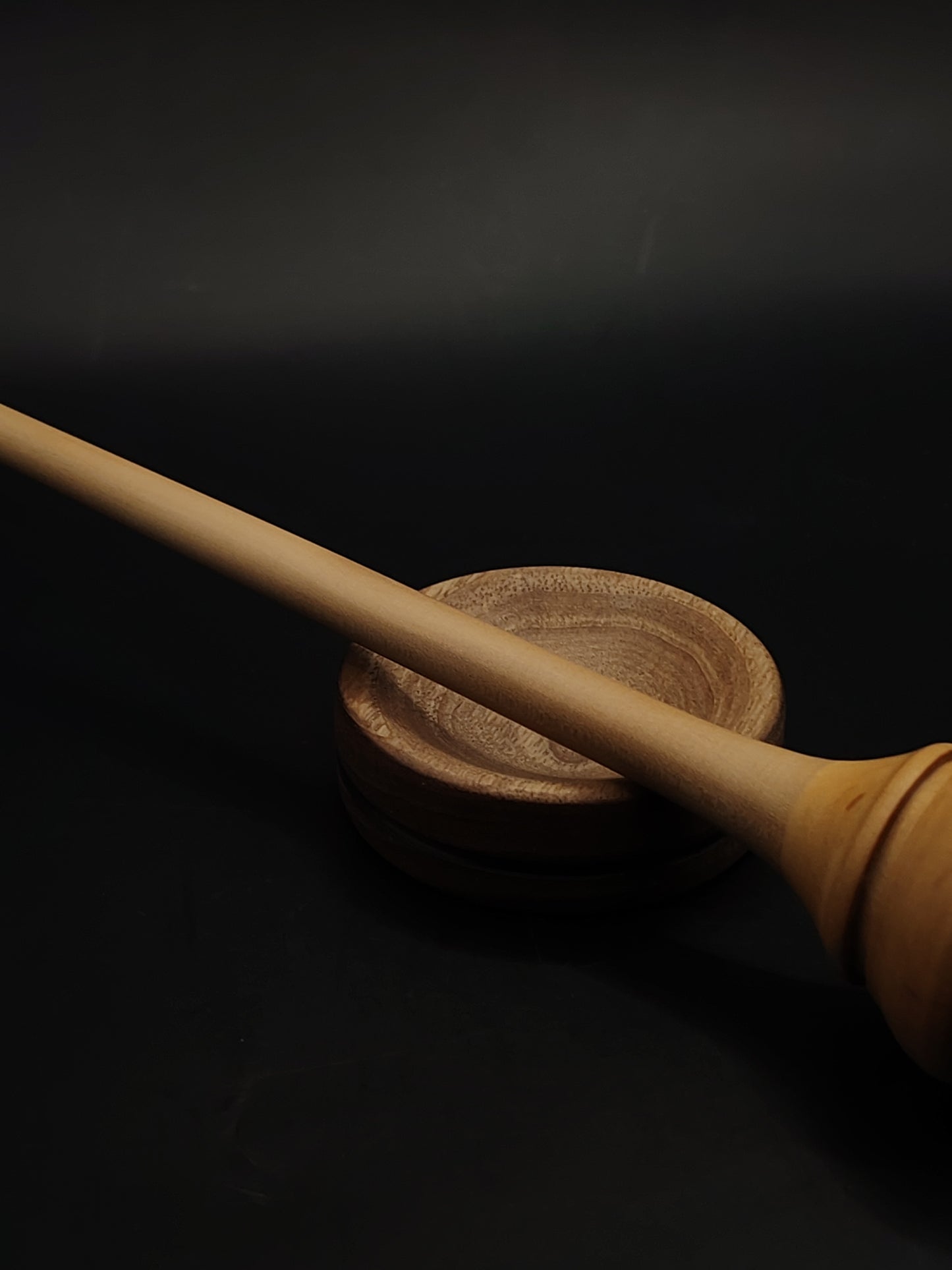 Support Spindle – Apple Shaft & Pear Whorl (27.5 cm / 10.8″, 25 g / 0.88 oz) + Walnut Spinning Bowl | Artisan Handmade by Kravelli