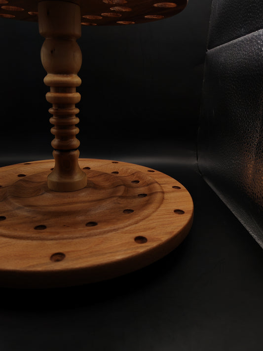 24-Spindle Stand – Steamed Beech, Walnut & Elm | Non-Rotating Organizer for Drop & Support Spindles | Kravelli Artisan Display