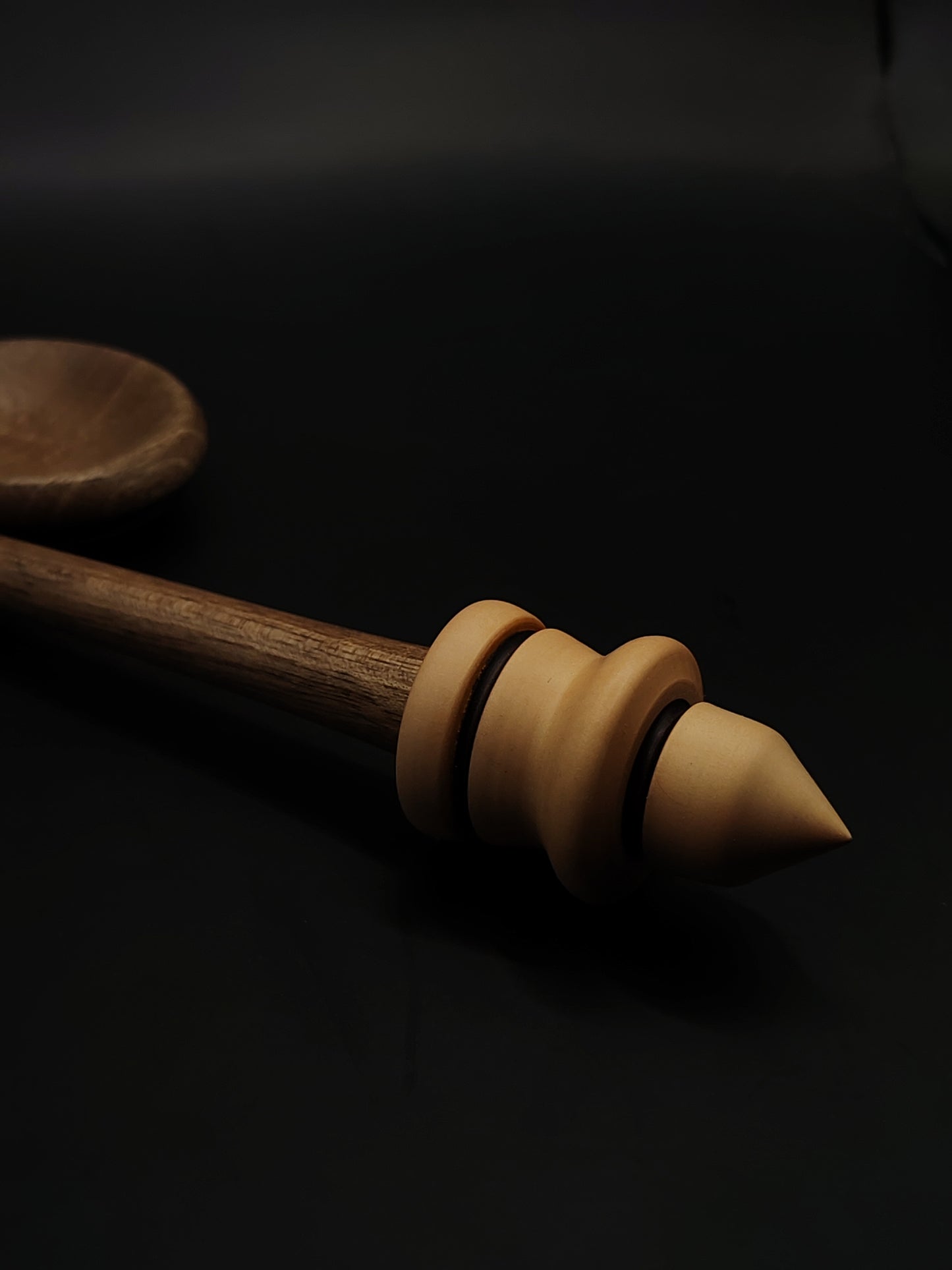 Support Spindle Set: Apple Whorl & Walnut Shaft (26 cm / 10.24 in, 23 g / 0.81 oz) with Walnut Support Bowl