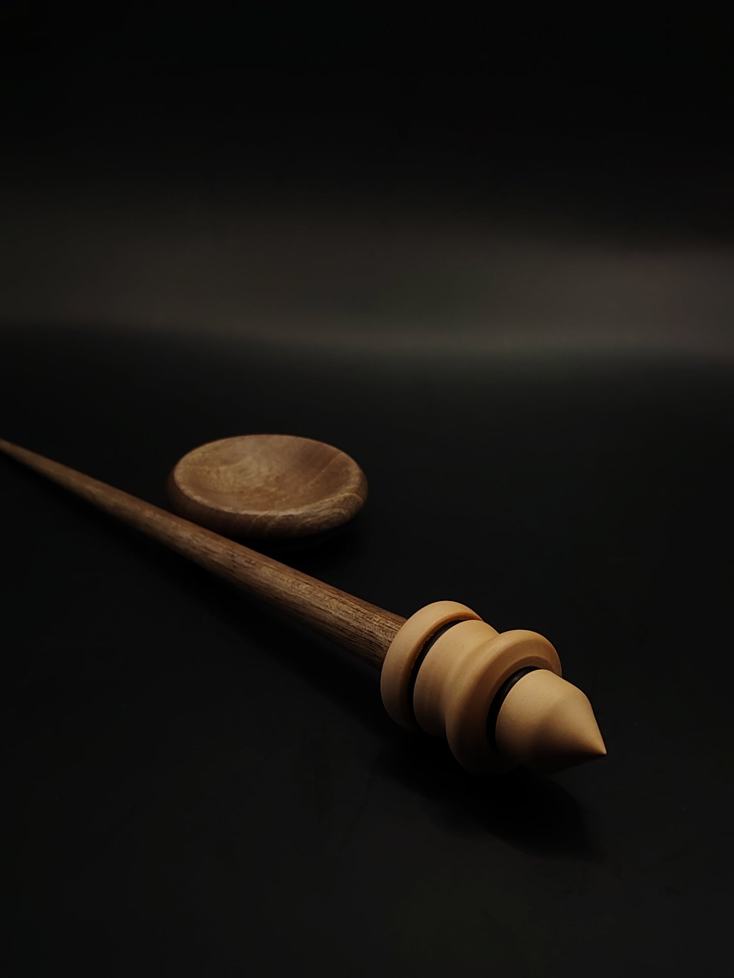 Support Spindle Set: Apple Whorl & Walnut Shaft (26 cm / 10.24 in, 23 g / 0.81 oz) with Walnut Support Bowl