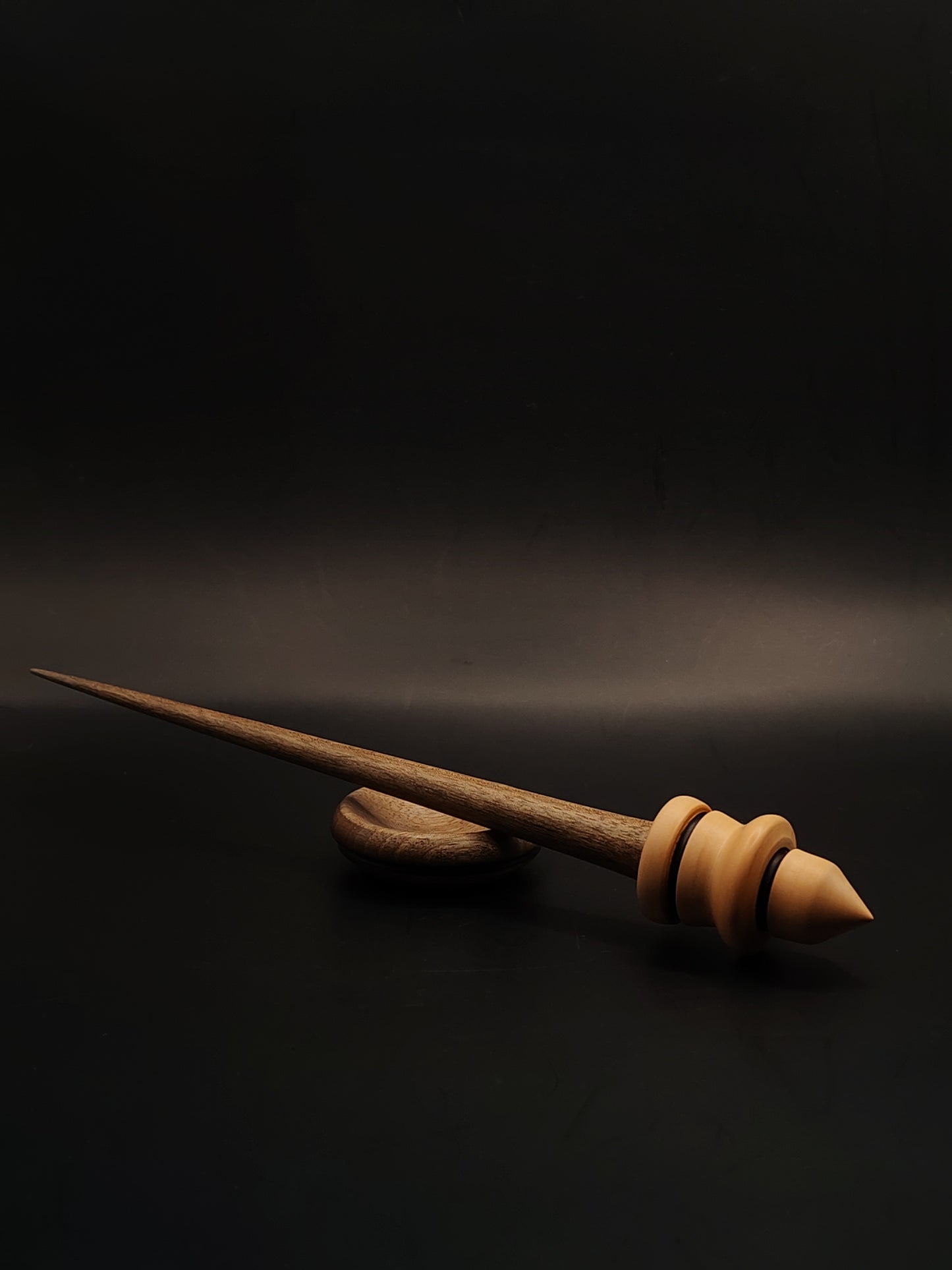 Support Spindle Set: Apple Whorl & Walnut Shaft (26 cm / 10.24 in, 23 g / 0.81 oz) with Walnut Support Bowl