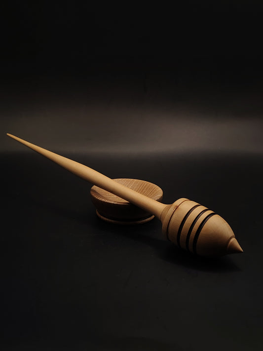 Support Spindle – Apple Wood (26 cm / 10.2″, 35 g / 1.23 oz) + Walnut Spinning Bowl | Artisan Handmade by Kravelli