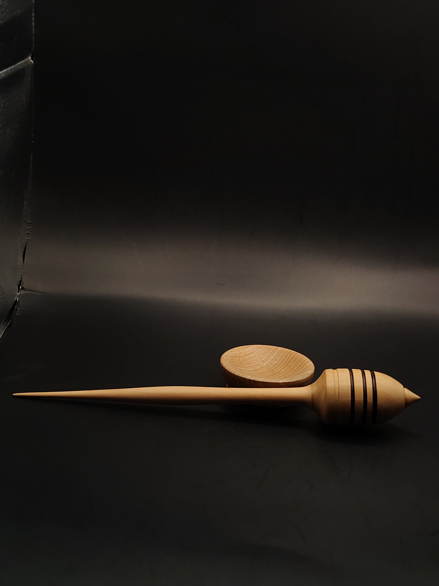 Support Spindle – Apple Wood (26 cm / 10.2″, 35 g / 1.23 oz) + Walnut Spinning Bowl | Artisan Handmade by Kravelli