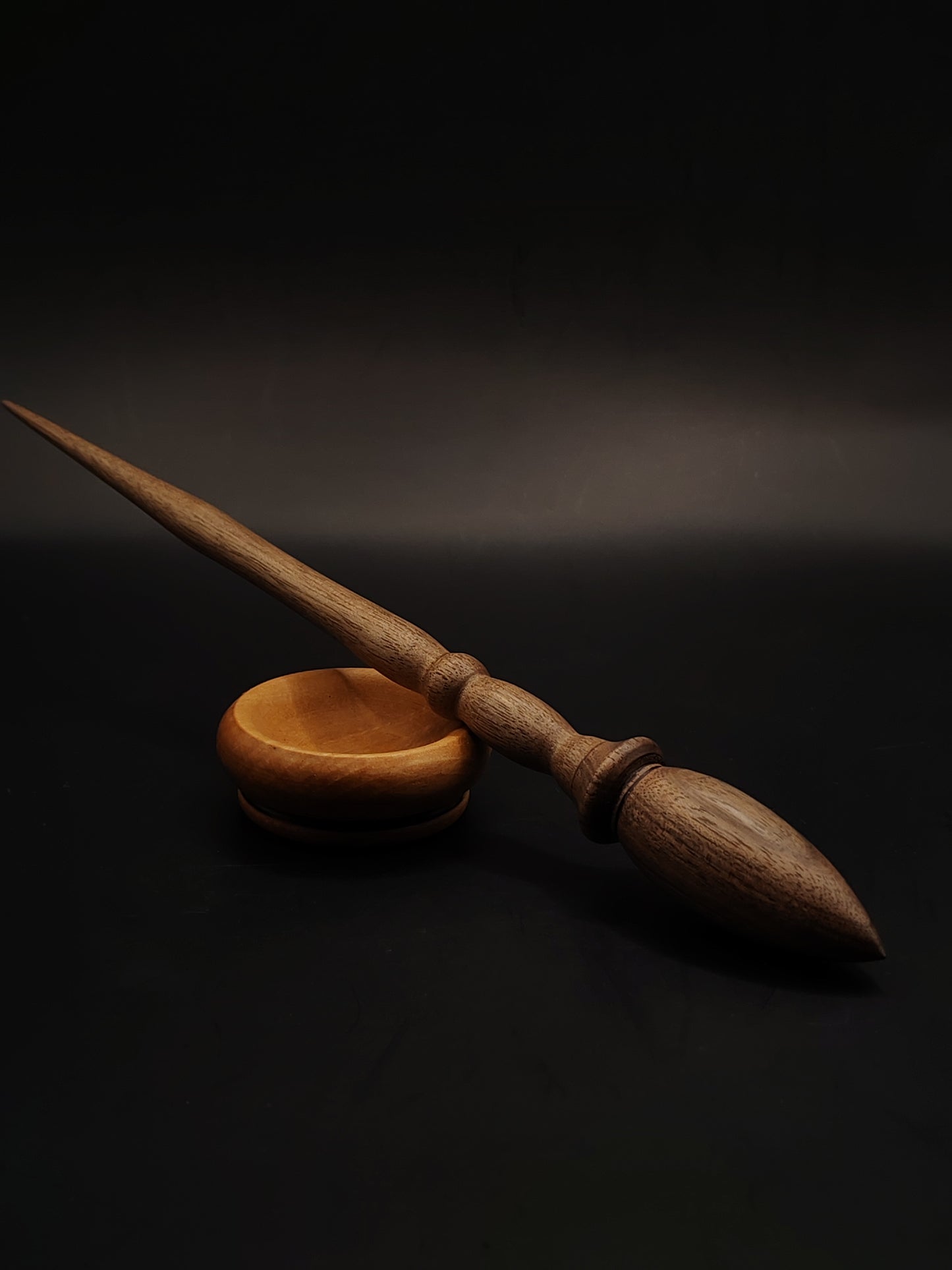 Artisan Support Spindle Set: Walnut Wood (26 cm / 10.24 in, 22 g / 0.78 oz) with Pear Support Bowl