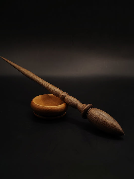 Artisan Support Spindle Set: Walnut Wood (26 cm / 10.24 in, 22 g / 0.78 oz) with Pear Support Bowl