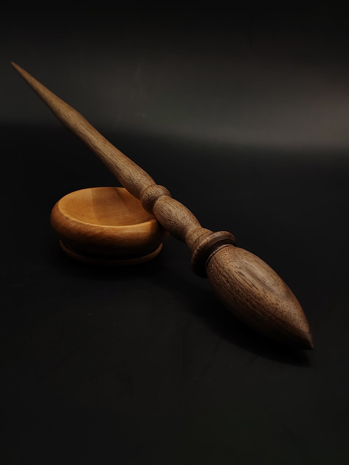 Artisan Support Spindle Set: Walnut Wood (26 cm / 10.24 in, 22 g / 0.78 oz) with Pear Support Bowl