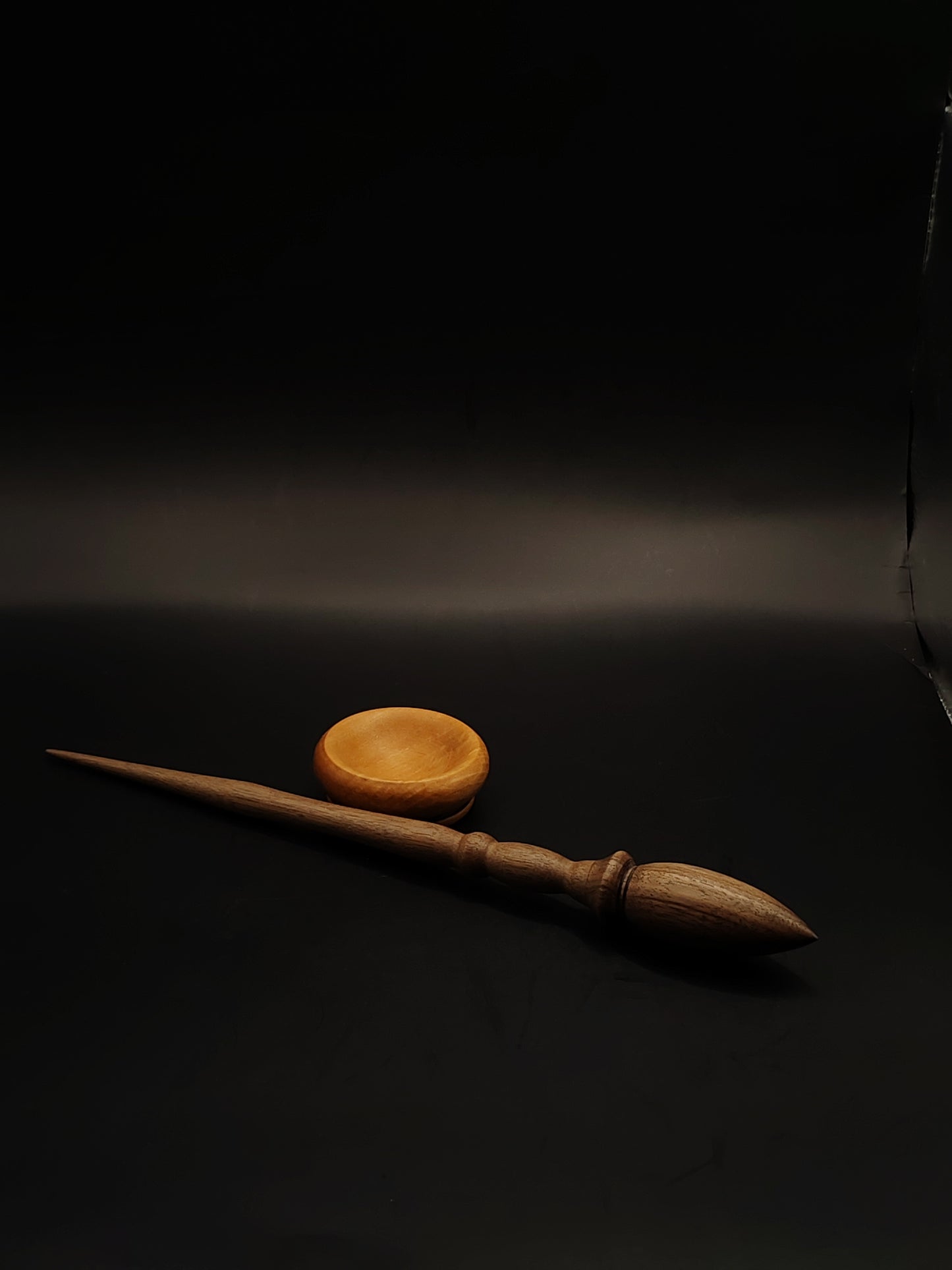 Artisan Support Spindle Set: Walnut Wood (26 cm / 10.24 in, 22 g / 0.78 oz) with Pear Support Bowl