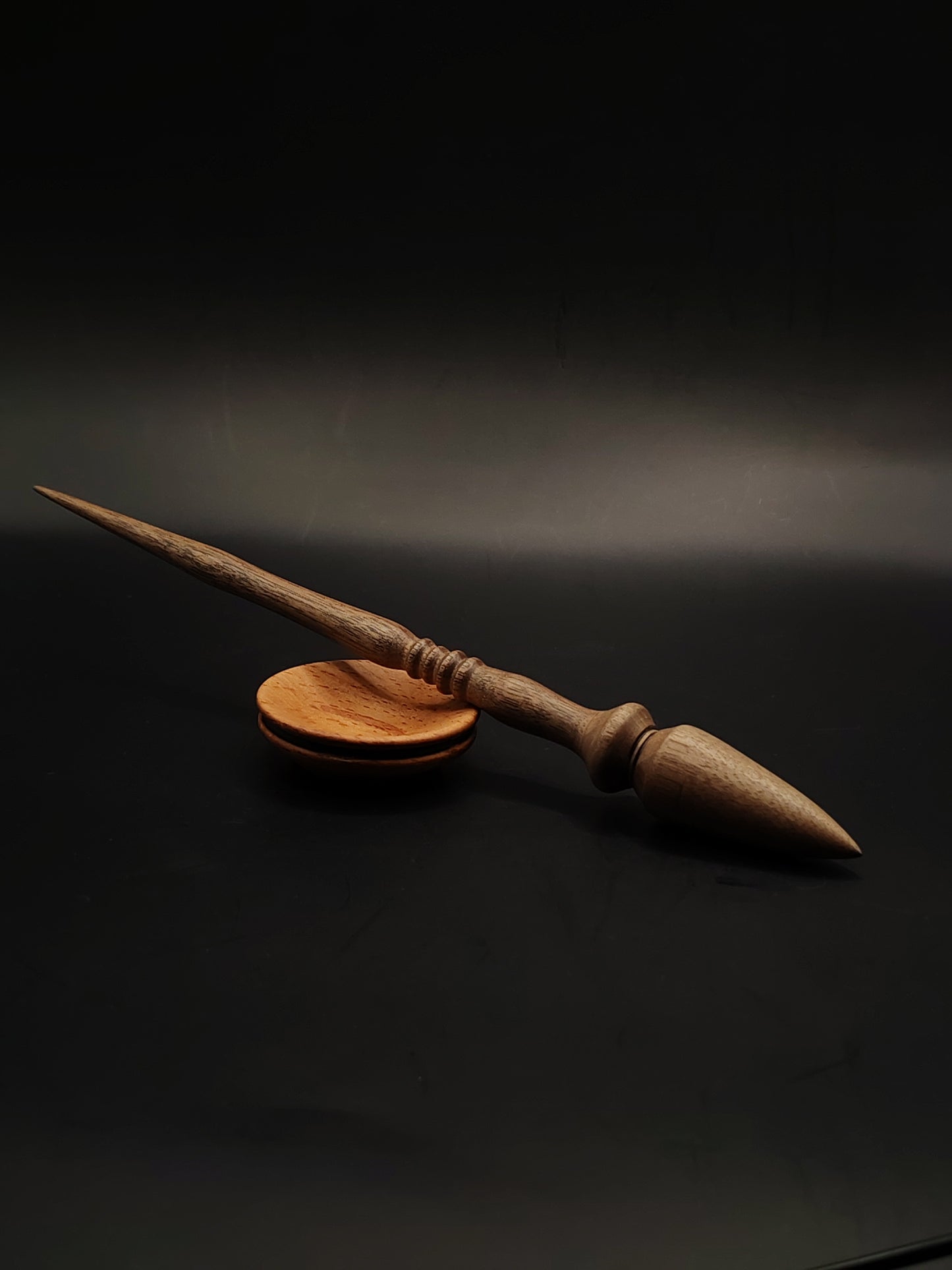 Artisan Support Spindle Set: Walnut Wood (26 cm / 10.24 in, 19 g / 0.67 oz) with Beech Support Bowl