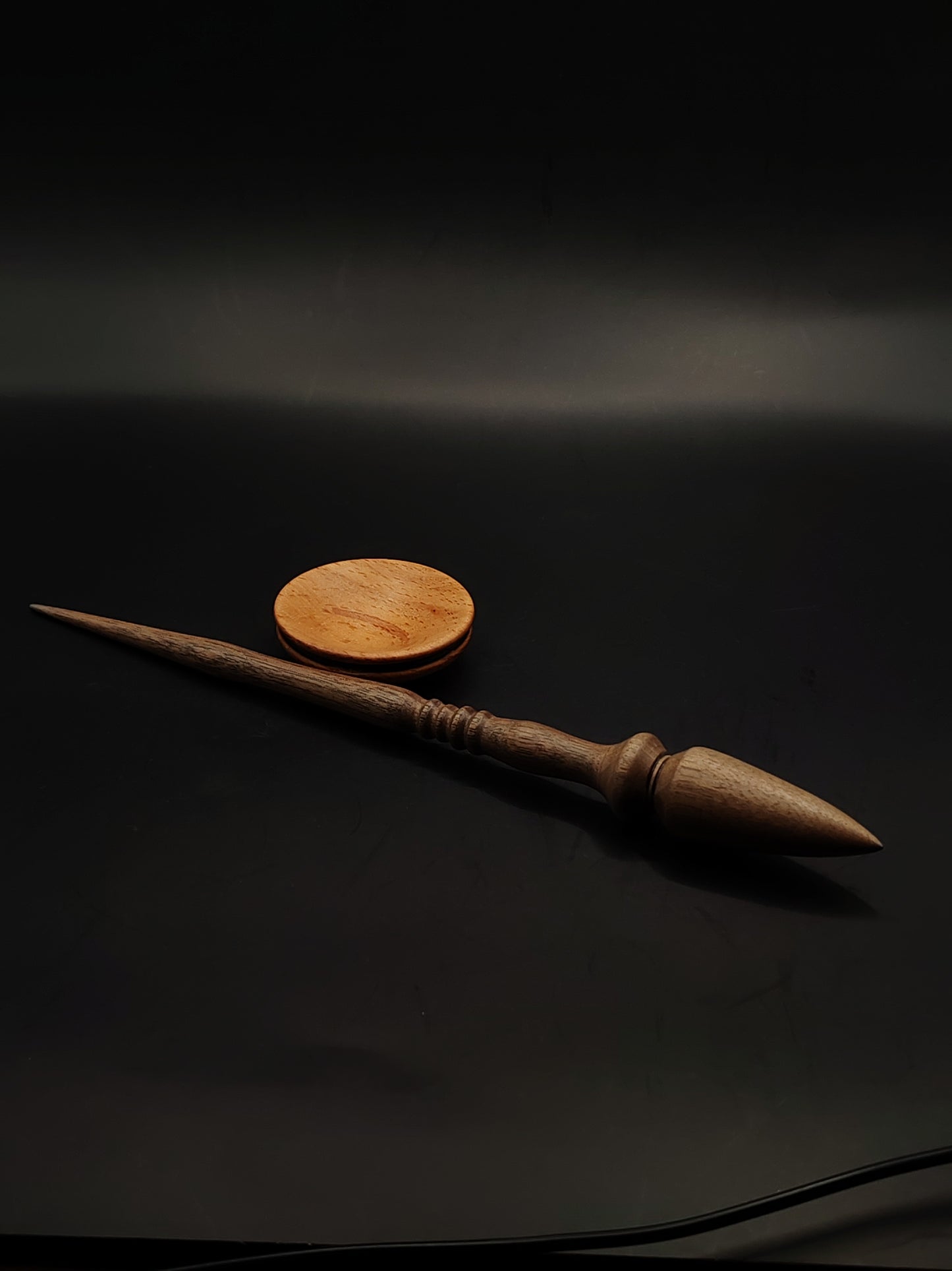 Artisan Support Spindle Set: Walnut Wood (26 cm / 10.24 in, 19 g / 0.67 oz) with Beech Support Bowl