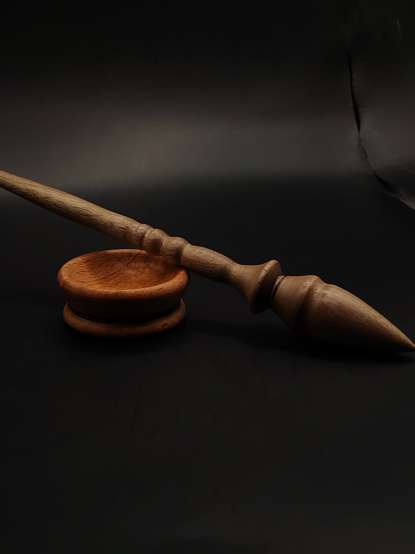 Artisan Support Spindle Set: Walnut Wood (26 cm / 10.24 in, 21 g / 0.74 oz) with Beech Support Bowl