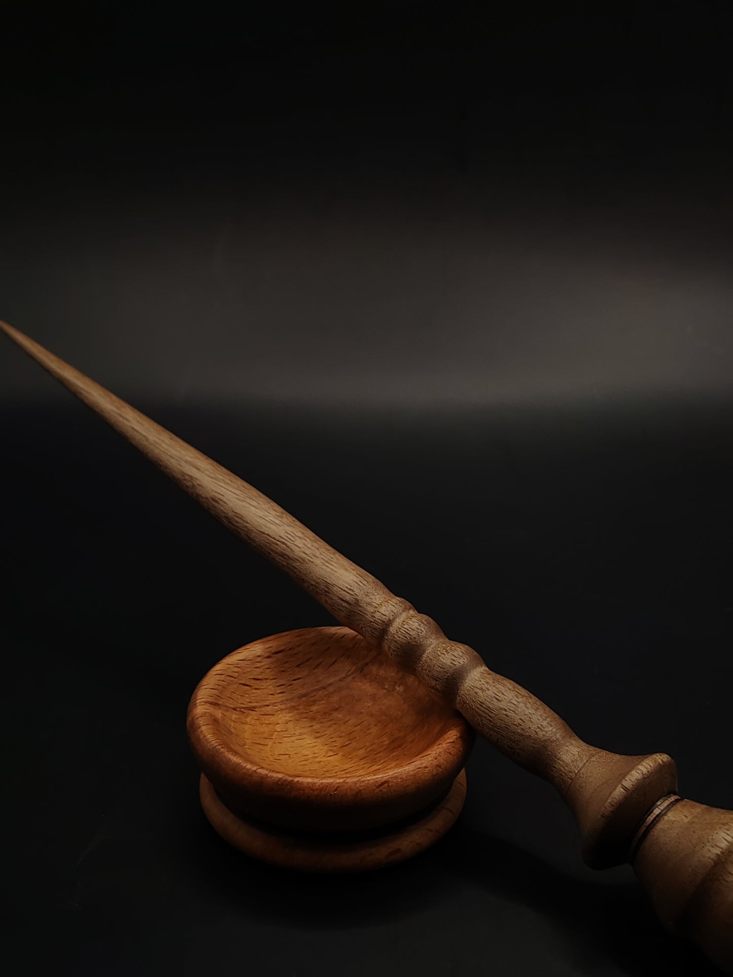 Artisan Support Spindle Set: Walnut Wood (26 cm / 10.24 in, 21 g / 0.74 oz) with Beech Support Bowl