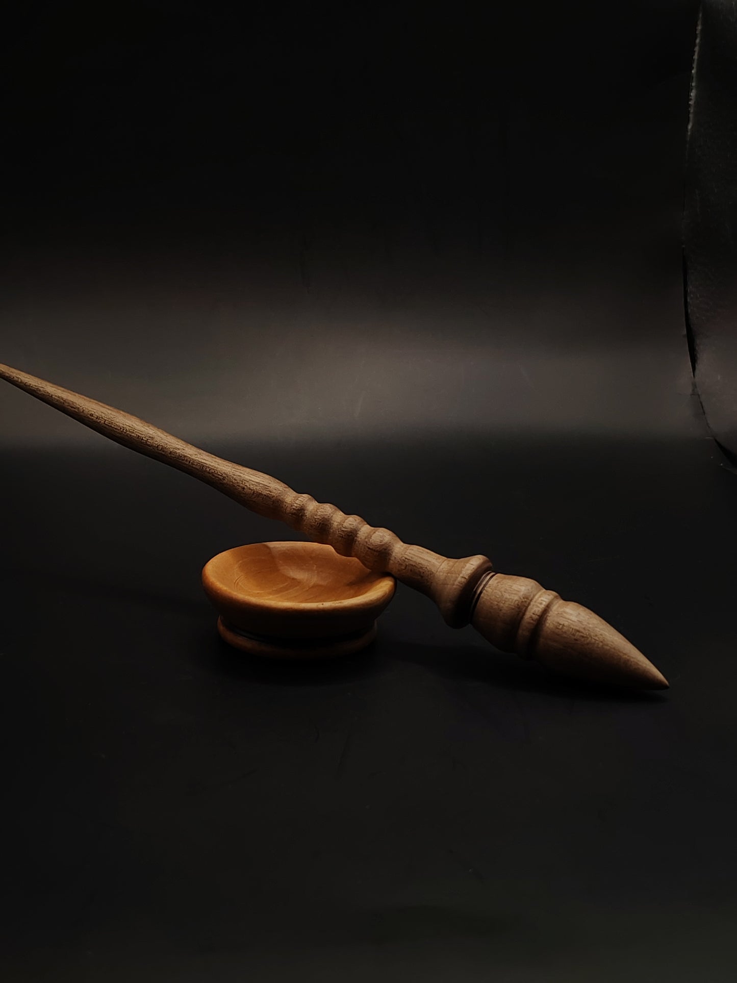 Artisan Support Spindle Set: Walnut Wood (25.5 cm / 10.04 in, 18 g / 0.63 oz) with Pear Support Bowl