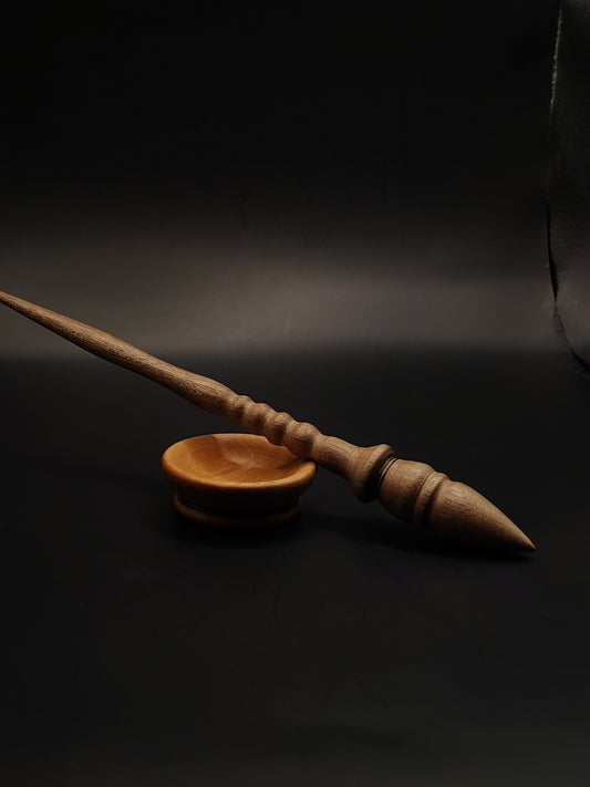 Artisan Support Spindle Set: Walnut Wood (25.5 cm / 10.04 in, 18 g / 0.63 oz) with Pear Support Bowl