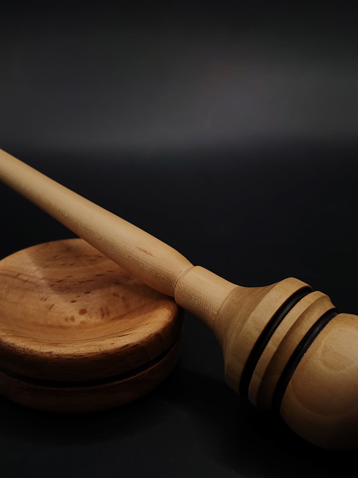 Support Spindle – Apple Shaft & Chestnut Whorl (26.5 cm / 34 g) with Beech Support Bowl | Kravelli