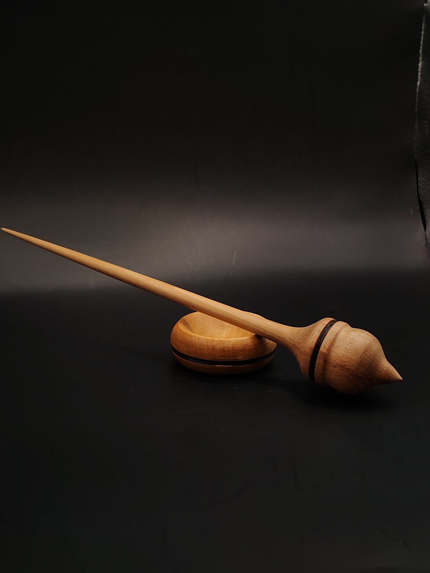 Support Spindle Set – Apple Shaft & Beech Whorl (25.5 cm / 20 g) + Pear Bowl | Handcrafted Yarn Spinning Tool by Kravelli