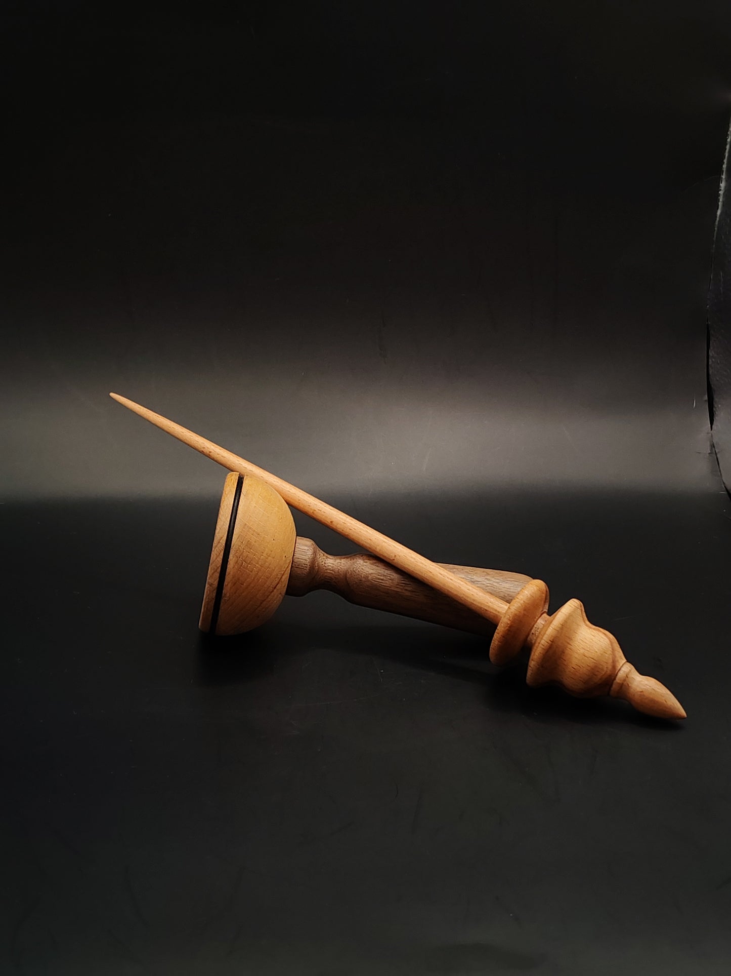 Support Spindle for Yarn Spinning – Beech Wood, 27 cm (10.6″), 21 g Lap Bowl