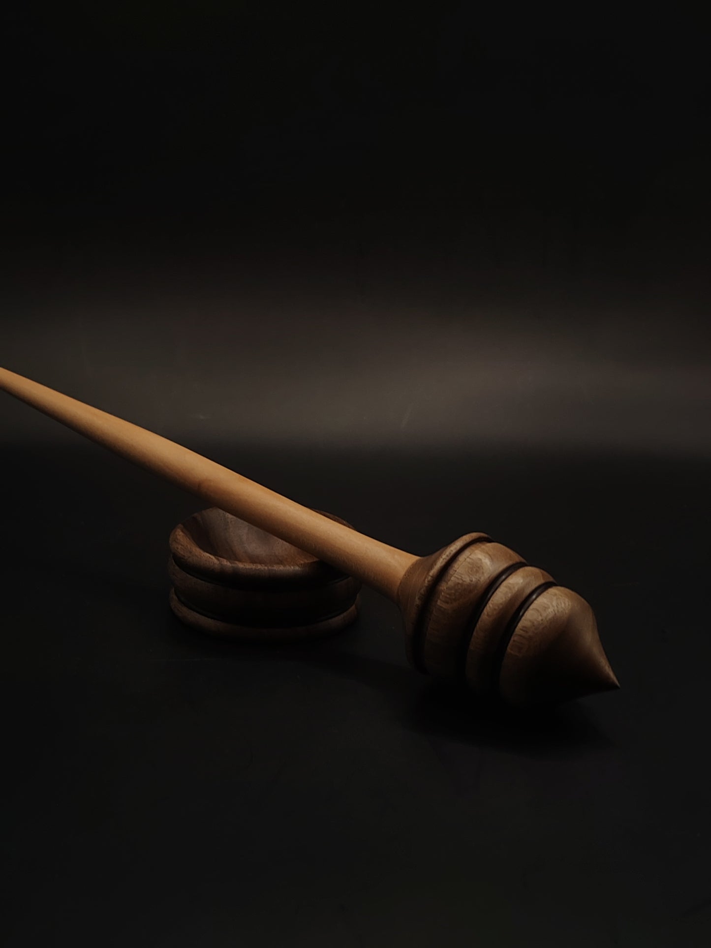 Support Spindle Set: Walnut Whorl & Pear Shaft (27 cm / 10.62 in, 48 g / 1.69 oz) with Walnut Support Bowl