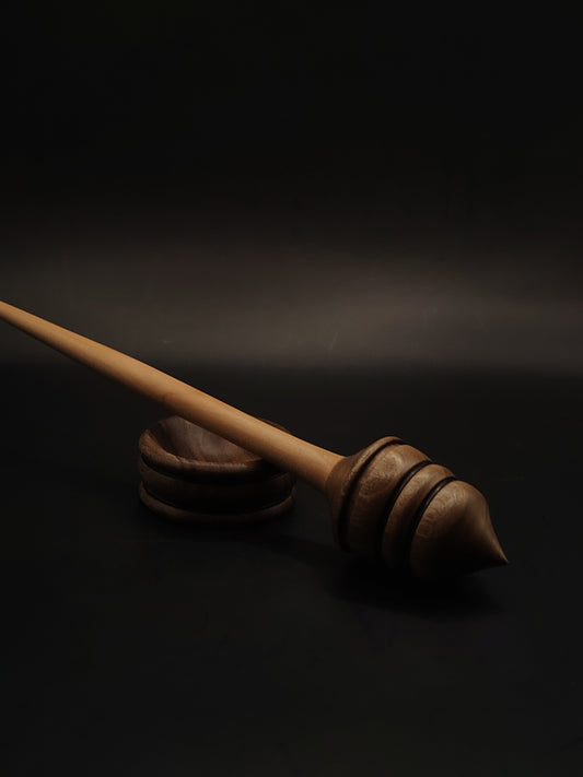 Support Spindle Set: Walnut Whorl & Pear Shaft (27 cm / 10.62 in, 48 g / 1.69 oz) with Walnut Support Bowl
