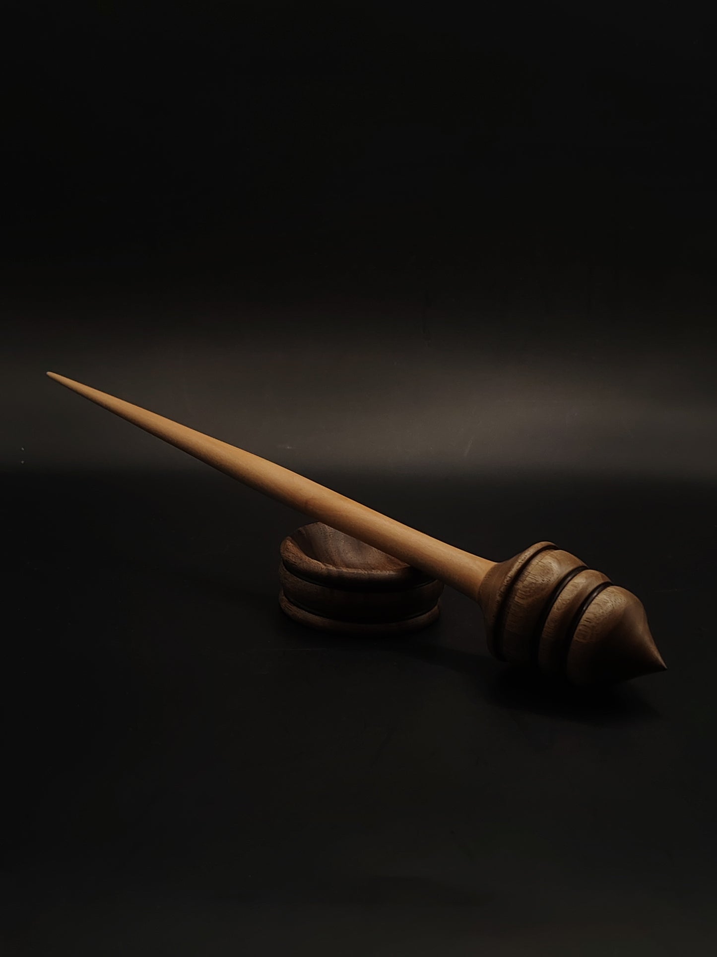 Support Spindle Set: Walnut Whorl & Pear Shaft (27 cm / 10.62 in, 48 g / 1.69 oz) with Walnut Support Bowl